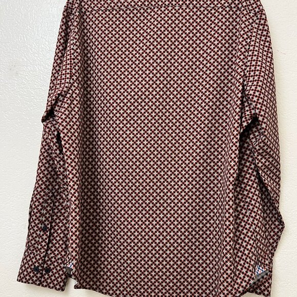 Con.Struct Slim Fit 4 Way Stretch Brown Print Button Down Flip Cuff Shirt XL - Picture 5 of 9